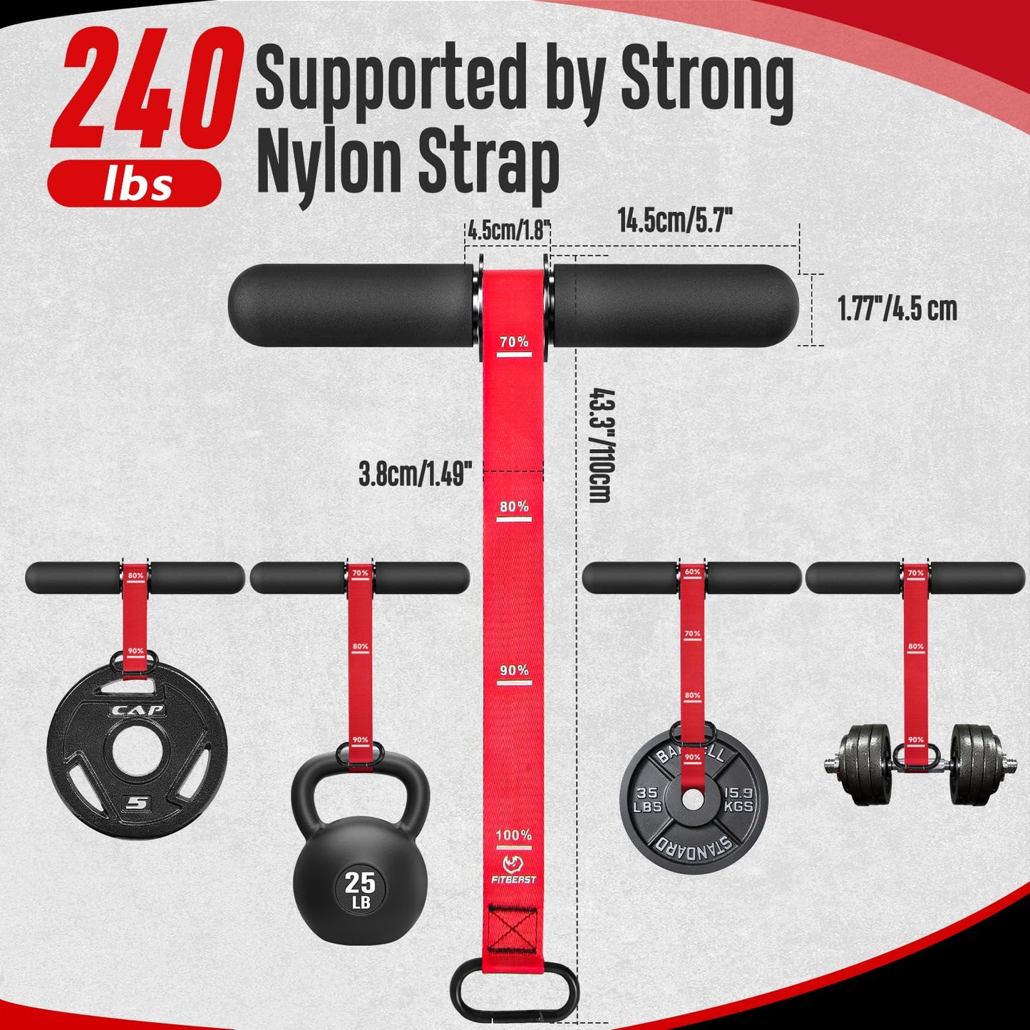 FitBeast Forearm Strengthener & Forearm Exerciser, Wrist Roller with Thicker Handle, Forearm Strength Trainer with Adjustable Strap - Ideal for Grip Strength, Muscle Building, Rehabilitation (Red)
