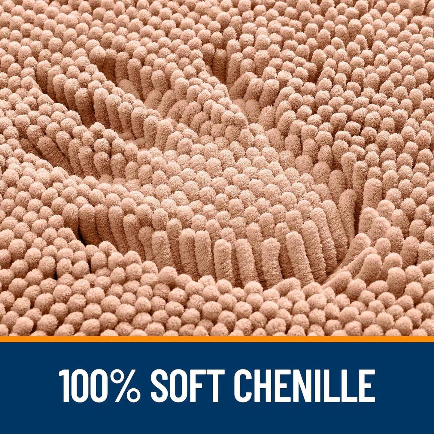 OLANLY Large Bathroom Rugs - Extra Soft Chenille Bath Mats | Quick-Dry, Machine Washable, 44x32, Peach