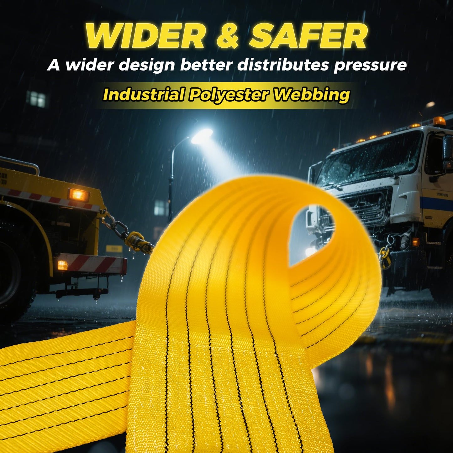 Heavy Duty Recovery Tow Strap 20ft x 7.1 Inch - 90,000lbs Break Strength (50 US Tons),Tow Rope for Trucks, Jeeps, SUV, Tractor, Van, Bus, RV & Off-Road Vehicle Recovery