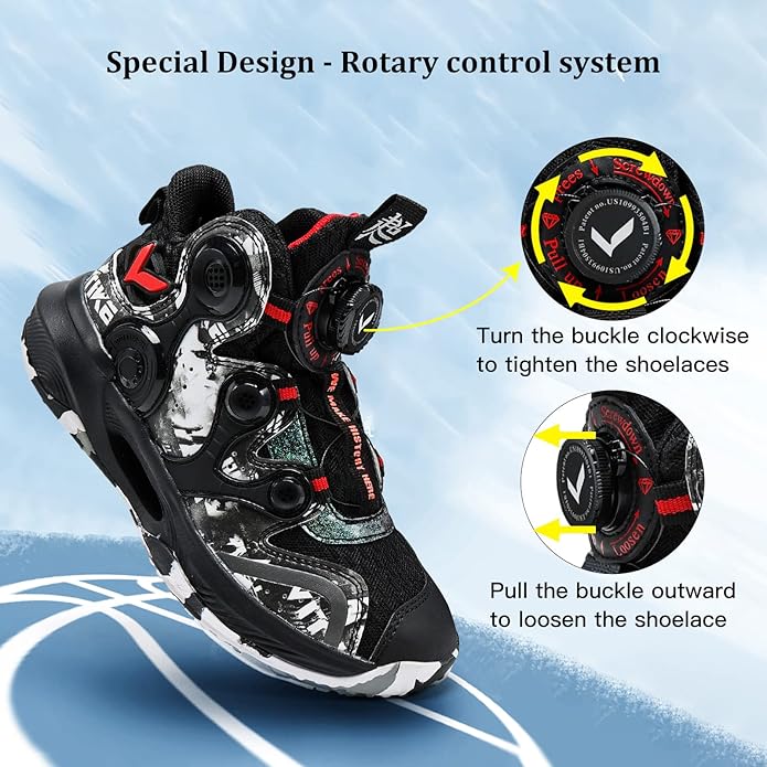 VITUOFLY Kids Basketball Shoes Boys Air Cushion Sneakers Girls Mid Top School Hoops Shoes Non-Slip Outdoor Sports Running Gym Comfortable Durable Little Kid/Big Kid