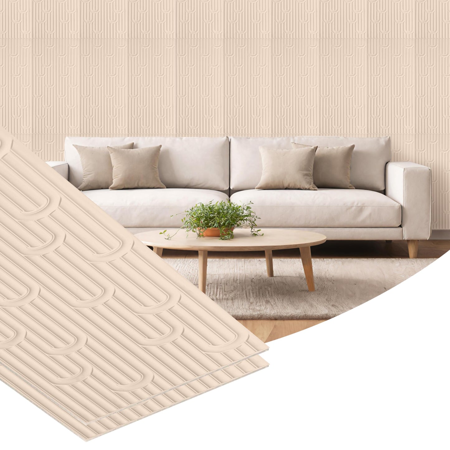 Dundee Deco 3D Peel and Stick Wall Panels - Soft-Touch Matte Finish, 1.6 ft X 3.4 ft, Thick Self-Adhesive Panels for Home & Commercial Interiors - Moccasin - Set of 10, Covers 55 sq ft
