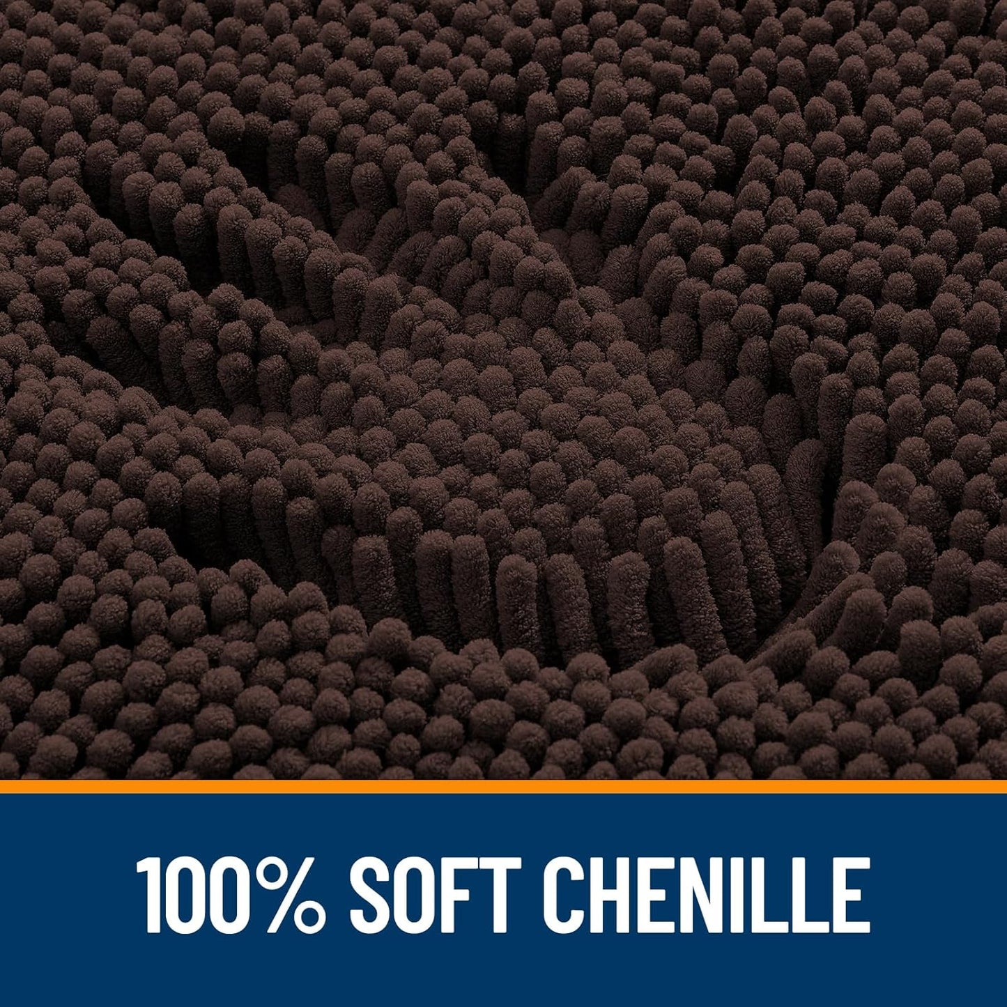 OLANLY Bathroom Rugs - Extra Soft Chenille Bath Mats | 47x24, Quick Dry, Machine Washable, Brown