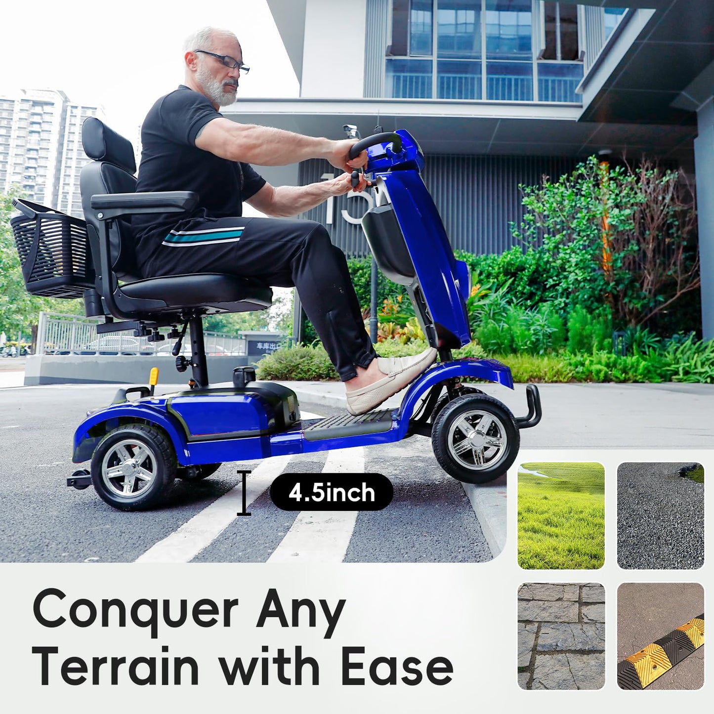 Ecomobi 20/30 Miles Heavy Duty Mobility Scooter for Seniors & Adults, 500W Motor 450 lbs Capacity, Removable Lithium Battery, 10" Tires, Off-Road Absorber, Windbreak Design