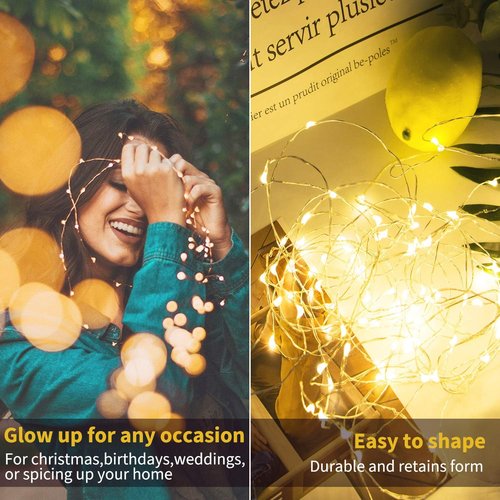 Brightown 12-Pack LED Fairy Lights - Waterproof Battery-Operated Silver Wire String Lights | 7 Feet, Multi-Color