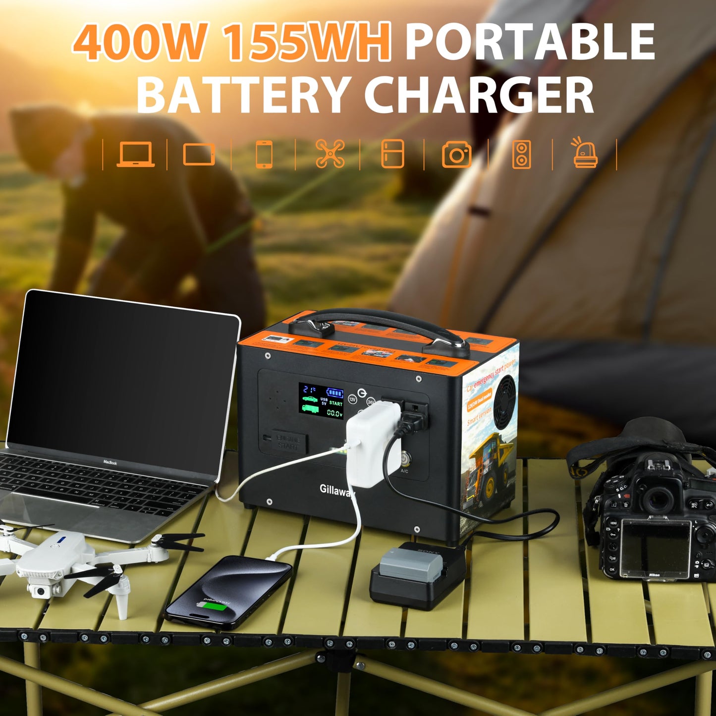 Gillaway V10 10000A Car Jump Starter, Portable Power Station Backup Lithium Battery，12V/24V Heavy Duty Truck Jump Starter Battery Pack, Power Bank for Outdoors Camping Travel Hunting Blackout