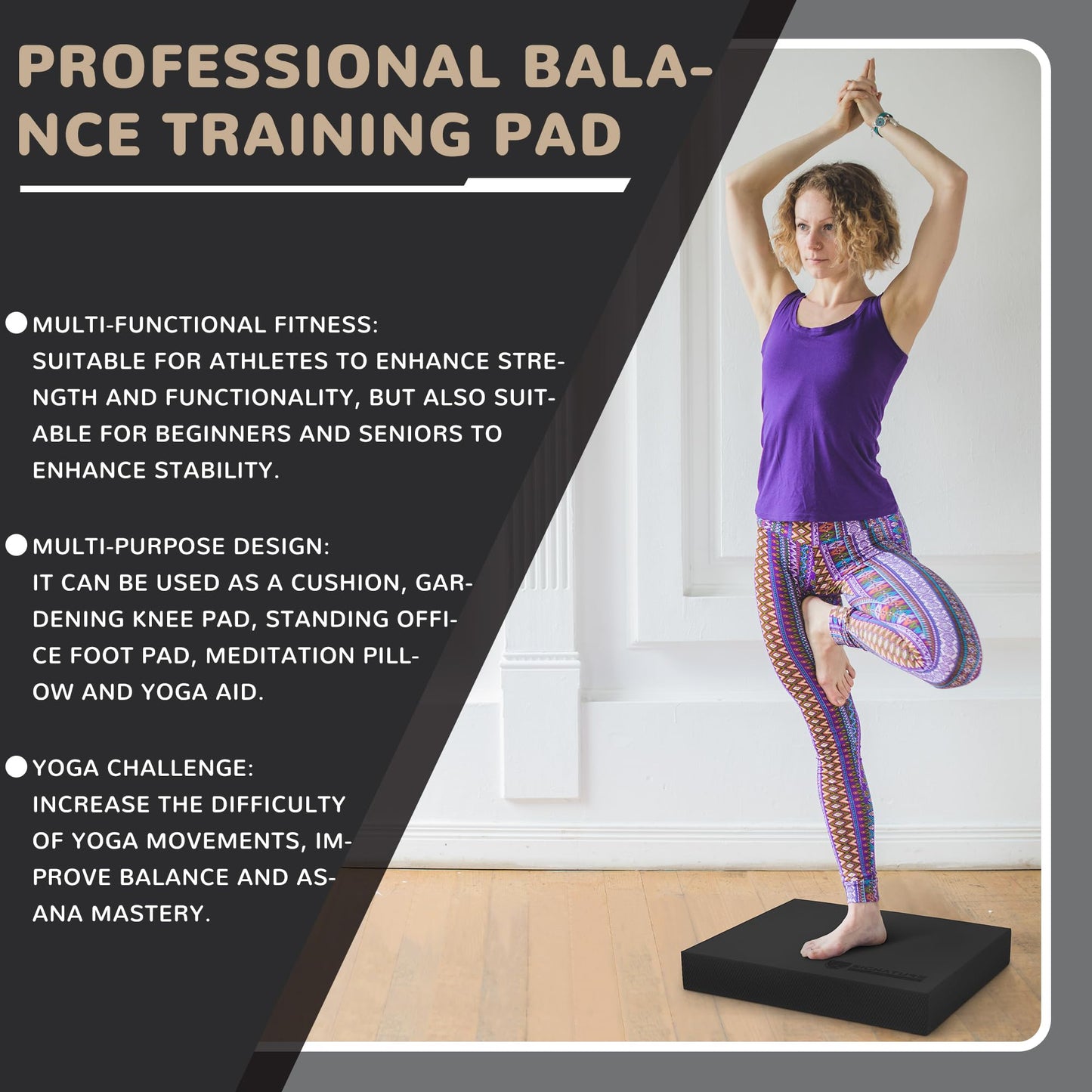 Fitvids Balance Pad with Non-slip, Black