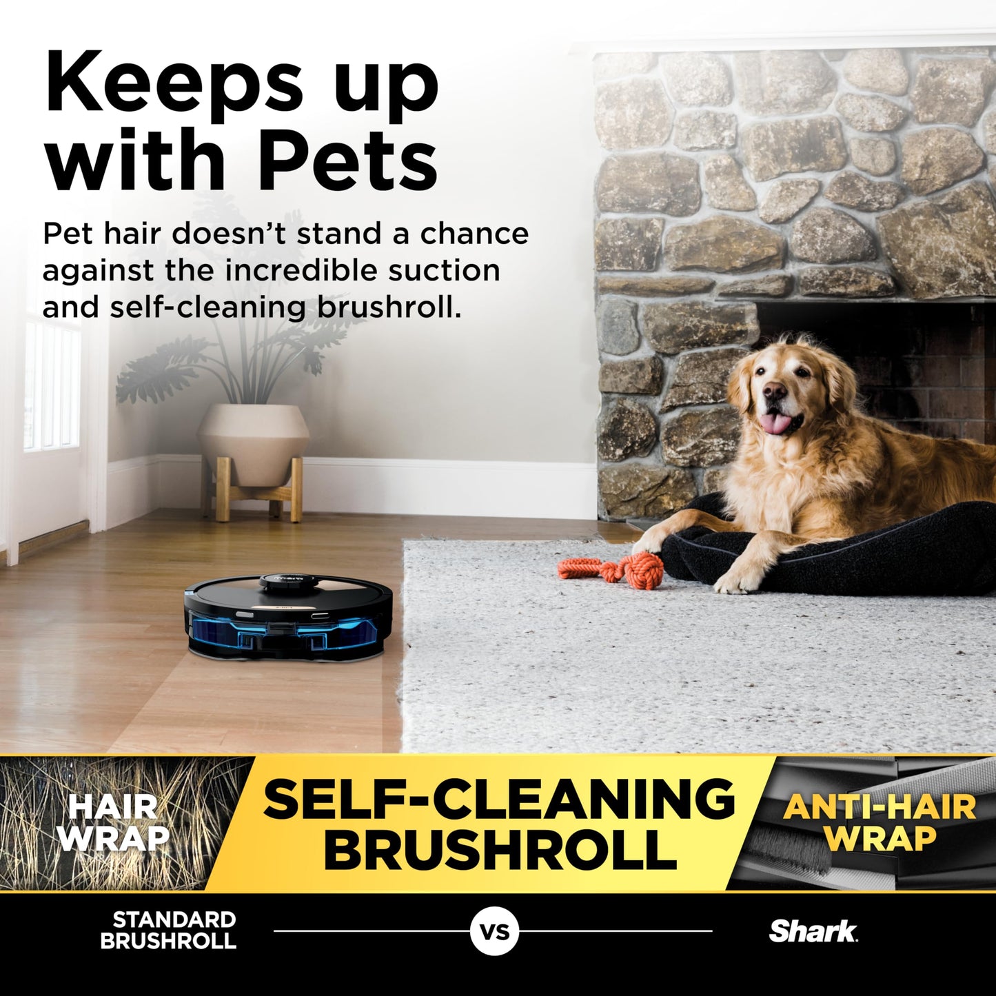 Shark Matrix Plus 2in1 Robot Vacuum & Mop with Sonic Mopping, Matrix Clean, Home Mapping, HEPA Bagless Self Empty Base, CleanEdge, for Pet Hair, WiFi, Compatible with Alexa, Black/Gold (AV2613WA)