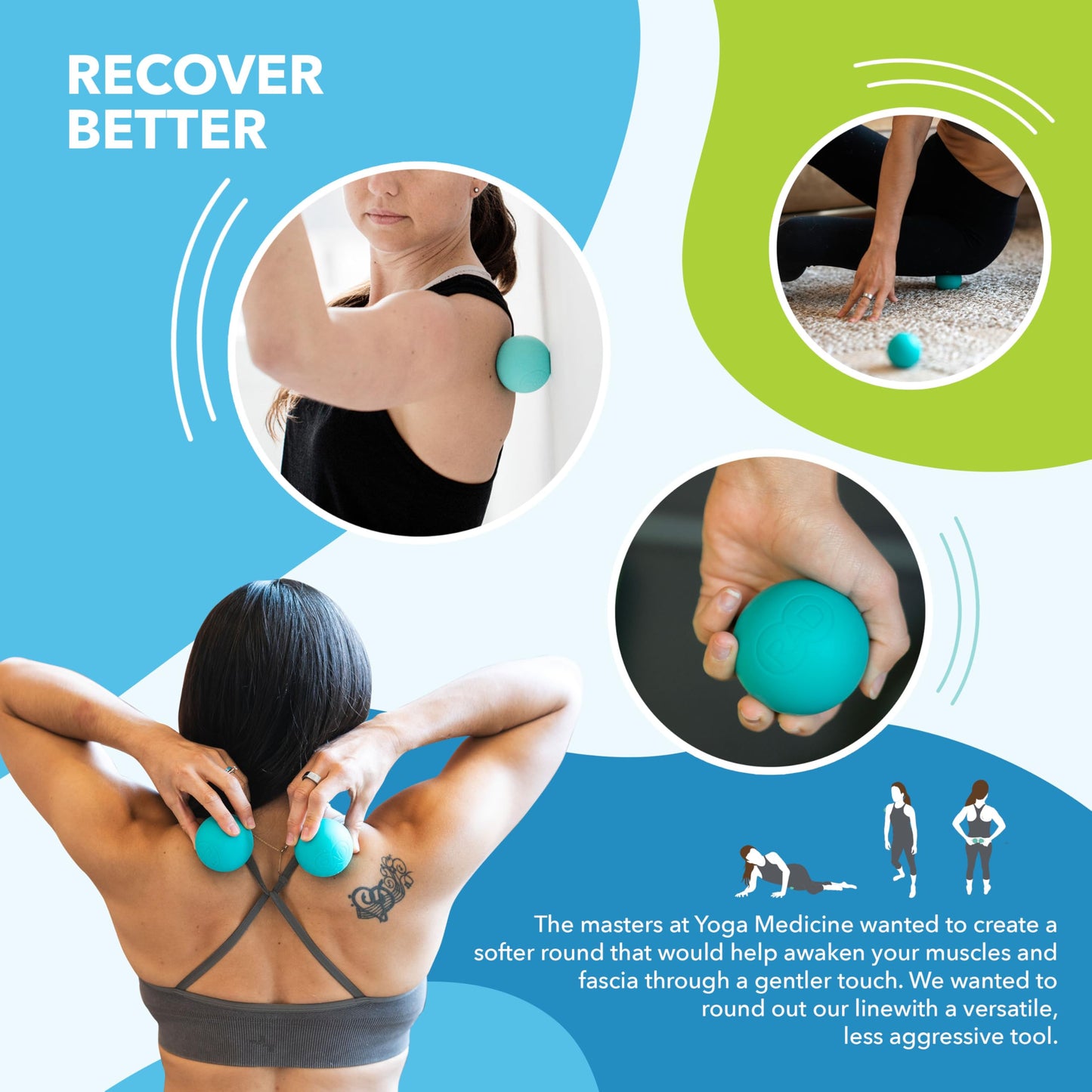 RAD Recovery Rounds - Extra Soft Yoga Deep Tissue Massage Ball Set – Myofascial Release Balls for Feet, Back, Neck, Legs & Arms – Trigger Point & Mobility Therapy (2-Pack)
