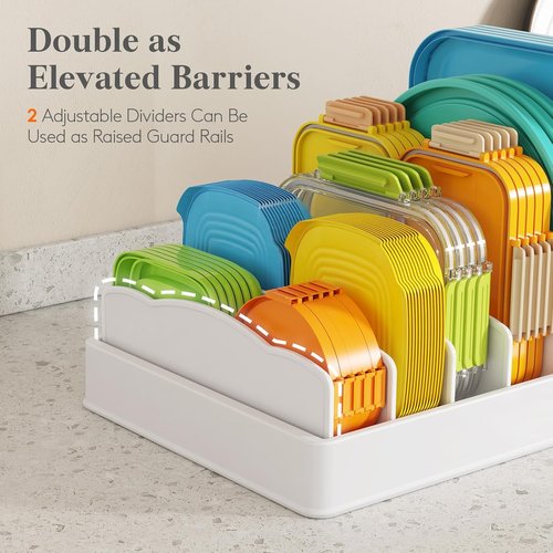 Lifewit Kitchen Cabinet Organizer - Adjustable Lid Holder with 6 Dividers | Large 13" x 10" for Pantry Storage