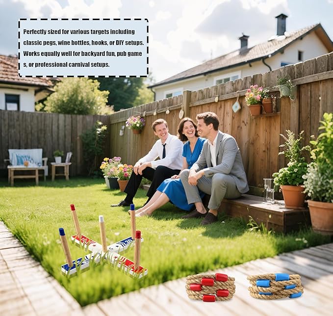 OUTOSS-Rope Toss Ring Replacement Parts (Size-5") for Adults and Kids,Durable Jute Rope Ring Toss Rings for Backyard Ring Toss Game,Outdoor Party Games(Hemp Rope Rings-10Packs)