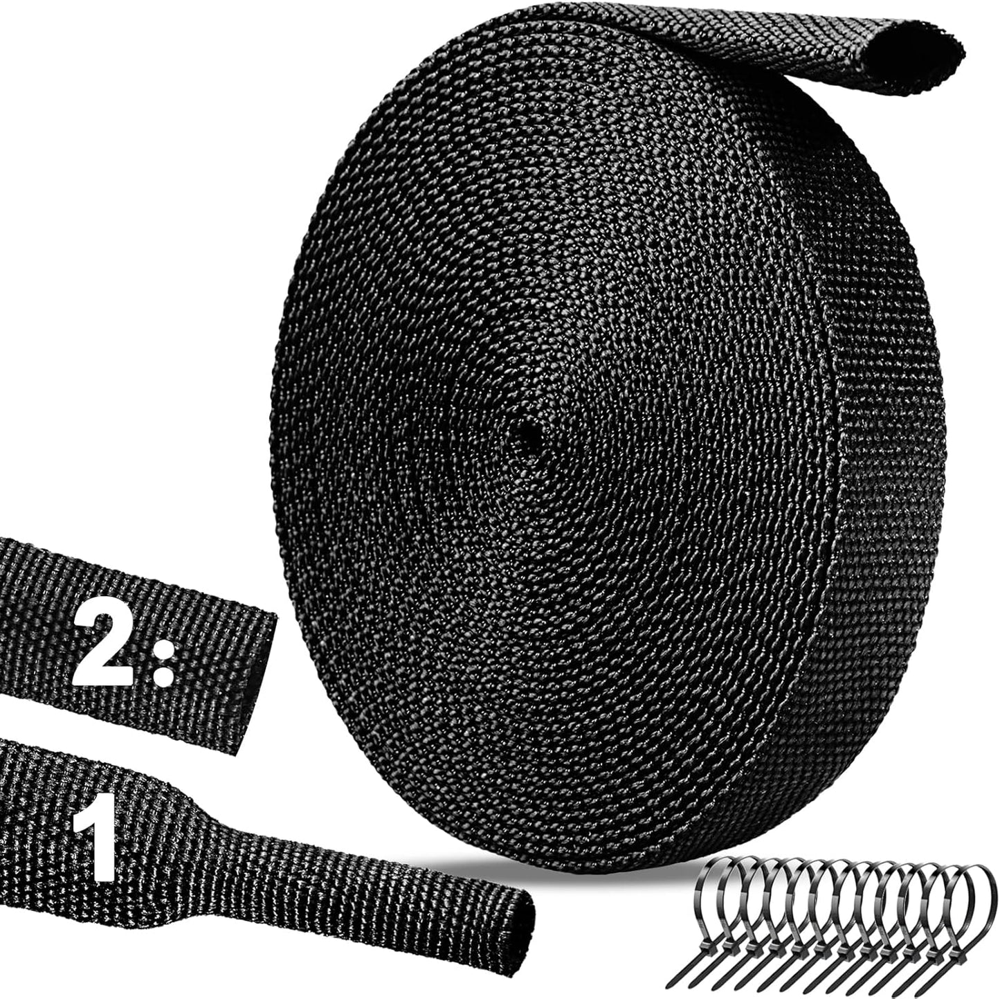 Annbes Hardware 26 Ft-3/8 Inch 2:1 Heat Shrink Wire Loom Braided Cable Sleeves,Heat Resistant Fabric Woven Shrink