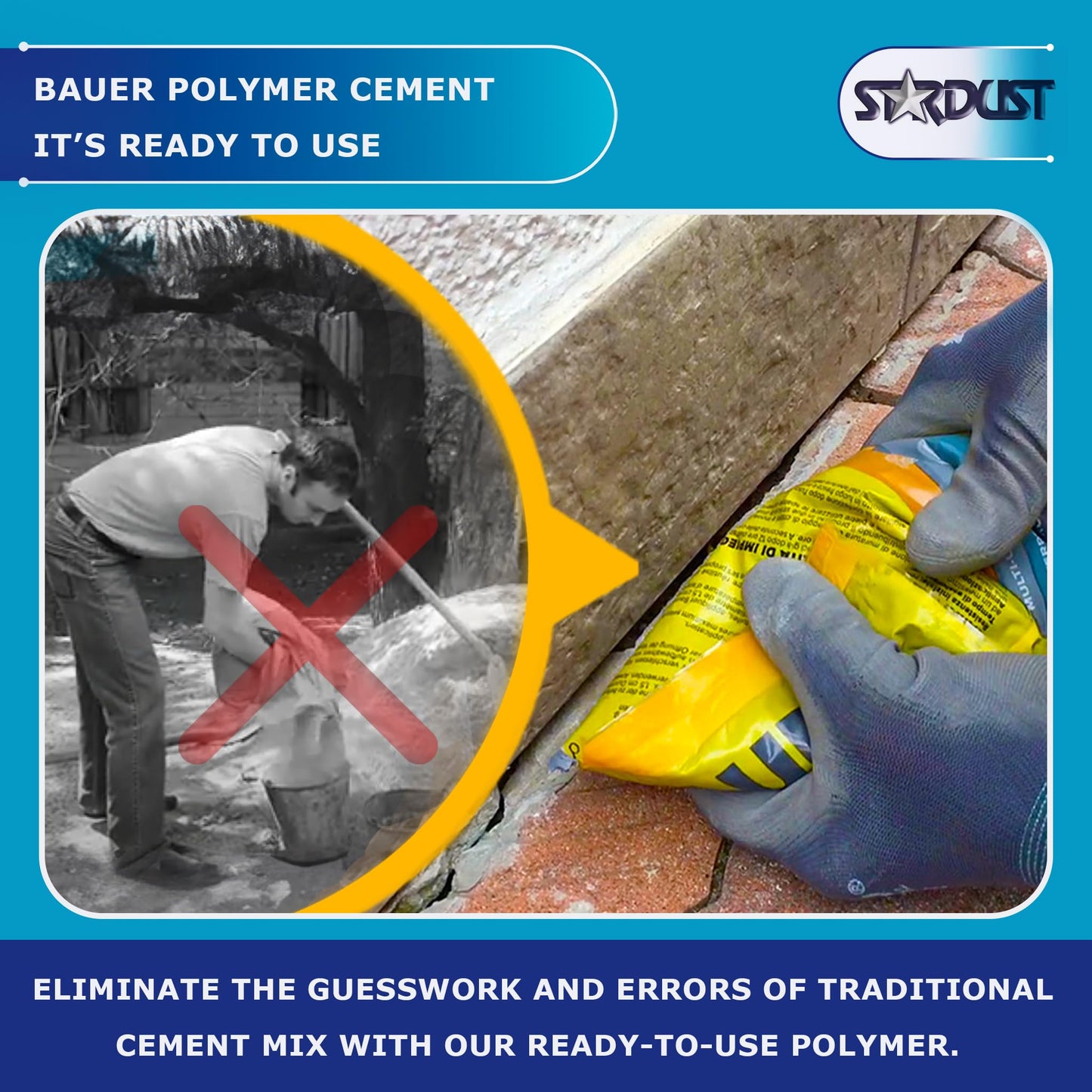 Bauer Instant Polymer Cement 4-Pack - Ready-to-Use Alternative to Mortar & Adhesives - Versatile for Concrete & Stone Tile Crack Repair & Brick Repair, Convenient & Durable