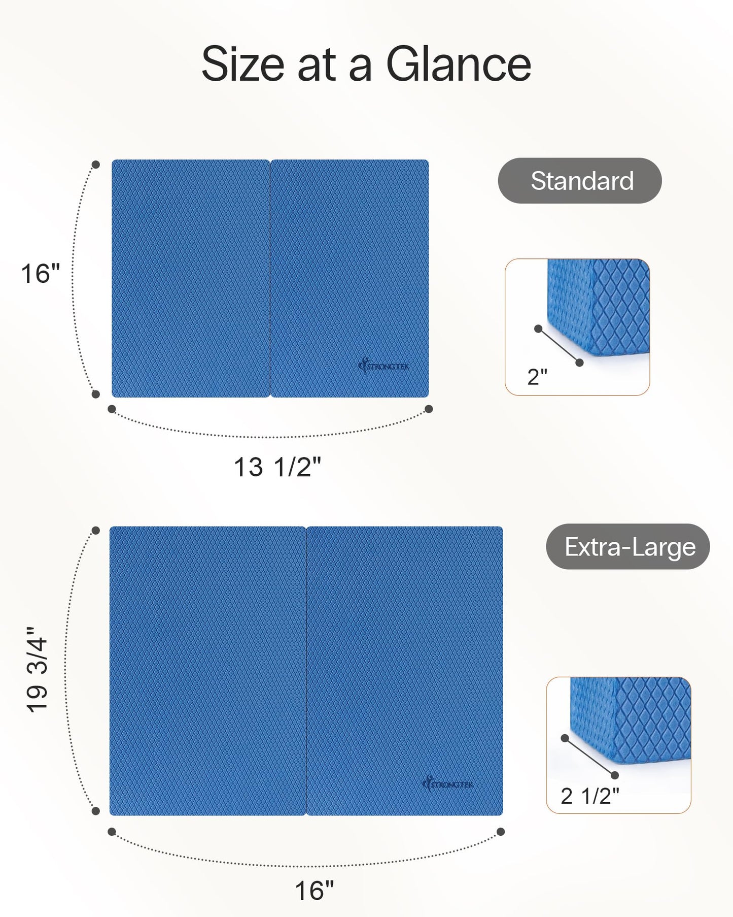 StrongTek 2-in-1 Non-Slip Balance Pad - High-Density Foam Cushion, Supportive Exercise Mat & Knee Pad for Core Training, Yoga, Pilates, Physical Therapy, Stability Training, Stretching, and Rehab