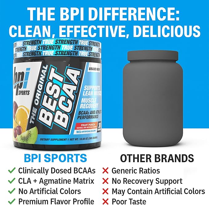 BPI Sports Best BCAA Powder - Muscle Recovery Support - Branched Chain Amino Acids | Building Blocks of Protein and Muscle - Post Workout Recovery ??Hydration - Fruit Punch, 30 Servings