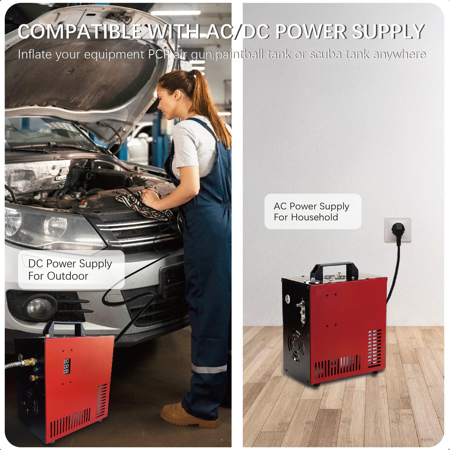 Thunder 4500Psi PCP Air Compressor,Refilling Up to 1.6L,Fast Fill for Airguns or Paintball Tank,Auto Shut Off,Water/Oil Free,Built-in Converter and Cooling Fan,350W Portable Pcp Pump
