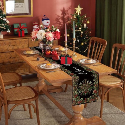GAGEC Christmas Table Runner - Festive Yule Decor for Home & Dining Room | 72 Inches