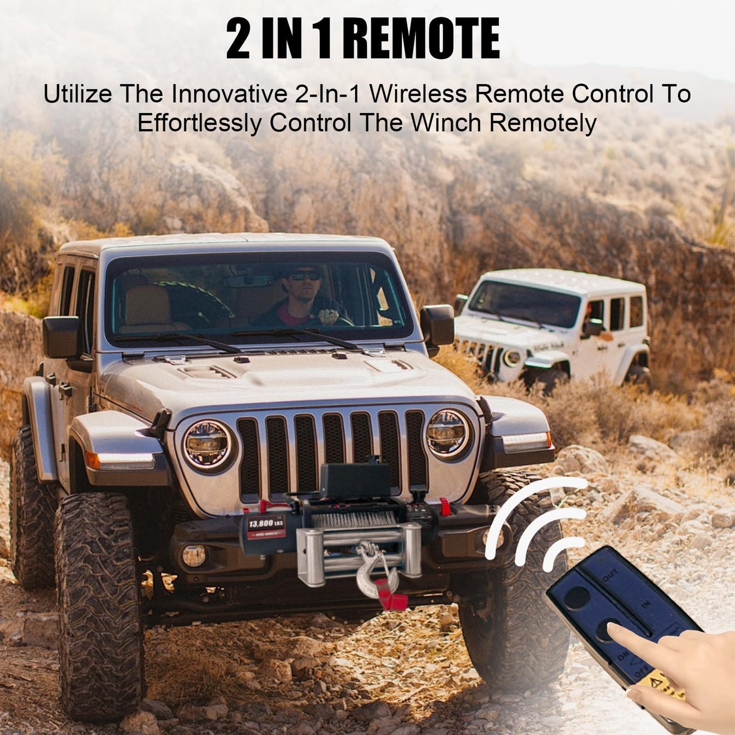 13,800 LBS Electric Winch, IP67 Waterproof 12v Truck Winch with 85Ft Red Synthetic Rope, Wireless & Wired Remote, Heavy Duty Power Winch for UTV, Off-Road, Towing, ATV & SUV