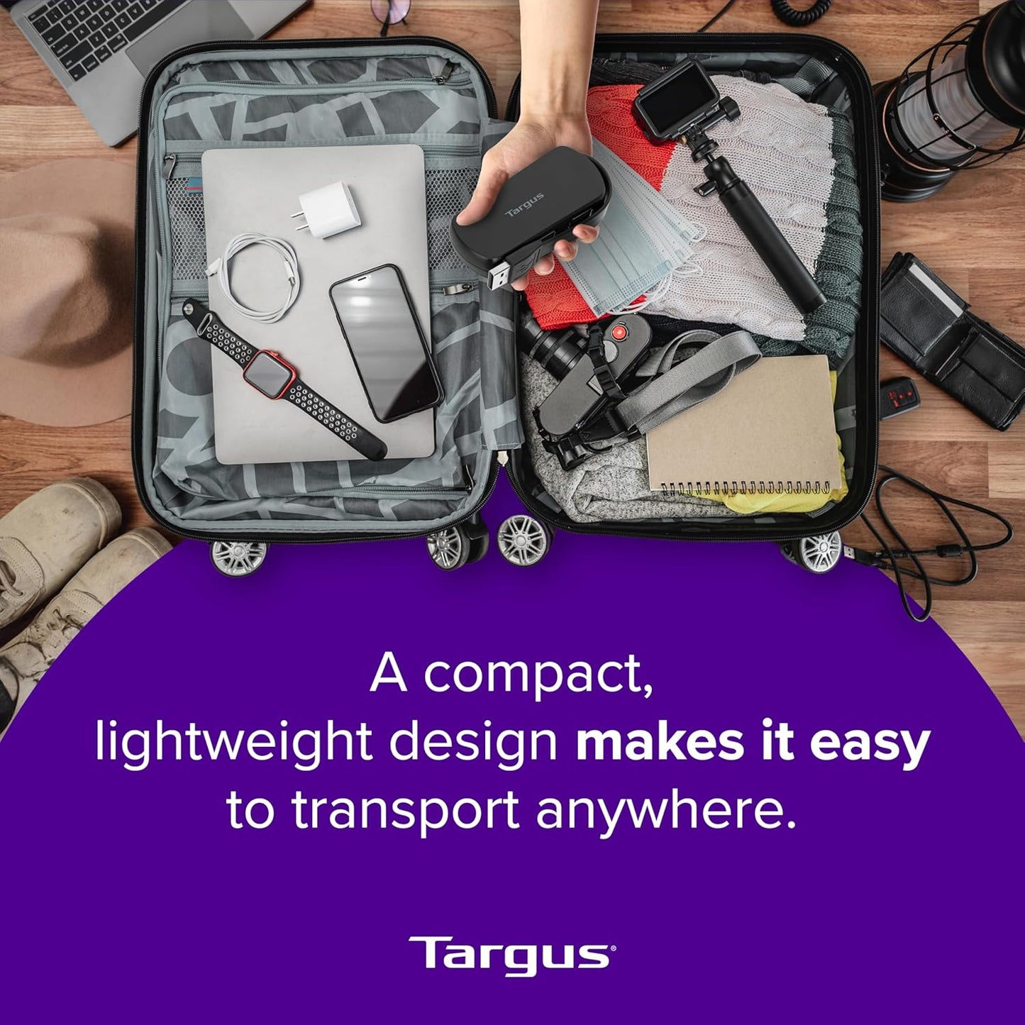 Targus 4-Port 2.0 (ACH114US) USB Hub, Black - Compatible with PC and Mac, Sleek and Travel Friendly
