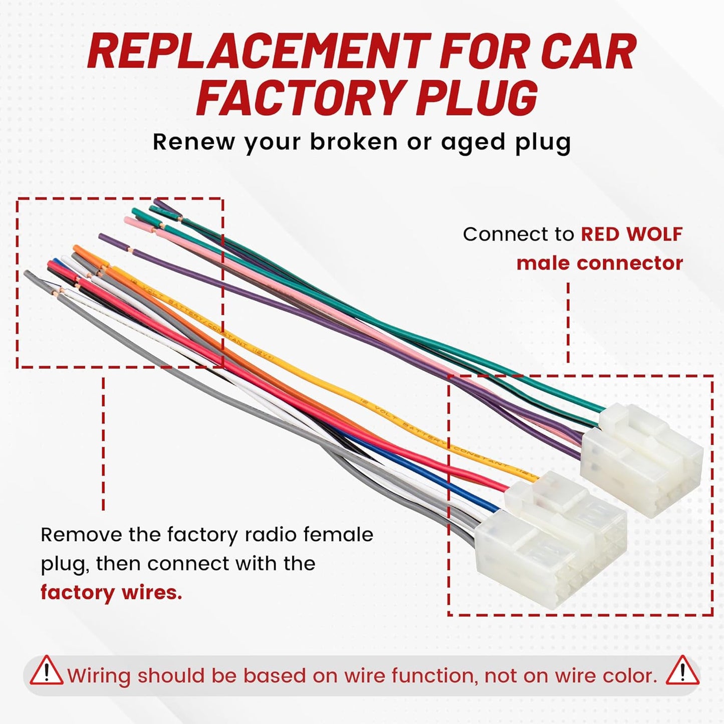 1992-2019 2010-2019 RED WOLF Stereo Harness for Toyota, Subaru Aftermarket Radio Wire Harness Female + Male Plug