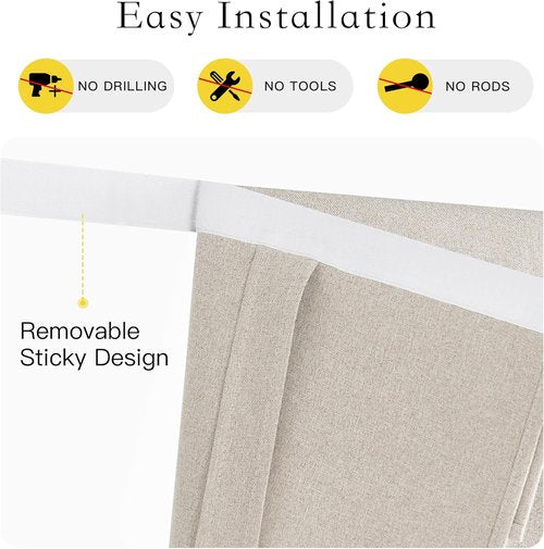 NICETOWN 100% Blackout Door Curtains - Thermal Insulated Privacy for French Doors | Natural, 26" x 69" Panel