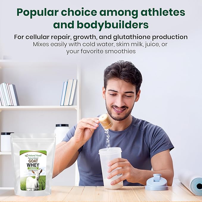 Z Natural Foods Goat Whey Protein Powder Concentrate - Undenatured, Unflavored, Pasture Raised Whey - Clean Goat Protein Powder with Vital Proteins for Weight Management, Immune Support, Fitness, 5 lb