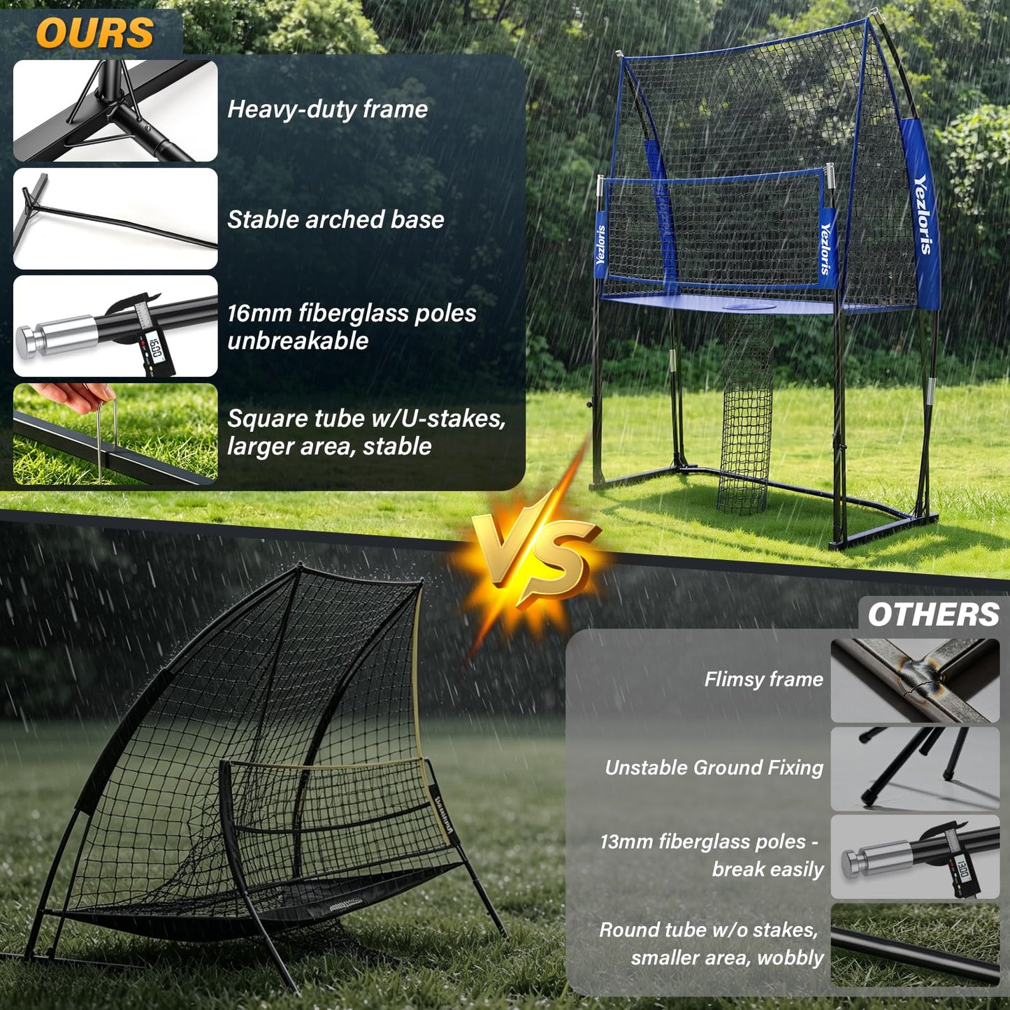 Volleyball Training Net Equipment System, Freely Adjustable 2-in-1 Volleyball Practice Net for Serve Spike Hitting Training, Stable Frame Fast Setup Portable Volleyball Net for Backyard Indoor Outdoor