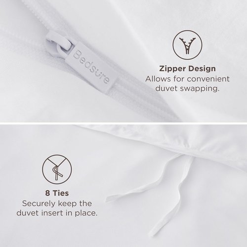 Bedsure Duvet Cover - Queen Size Soft Double Brushed All-Season Bedding, White, Zipper Closure (90"x90")
