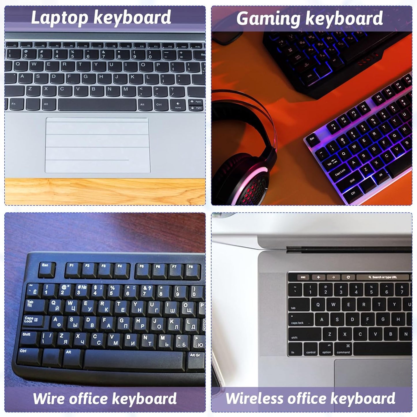 Mozeat Lens 4PCS English Keyboard Replacement Letter Stickers Universal Keyboard Sticker Matte English Keyboard