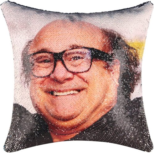 Danny Devito Sequin Throw Pillow Cover - Magic Reversible Design | 16x16 Inches Decorative Cushion