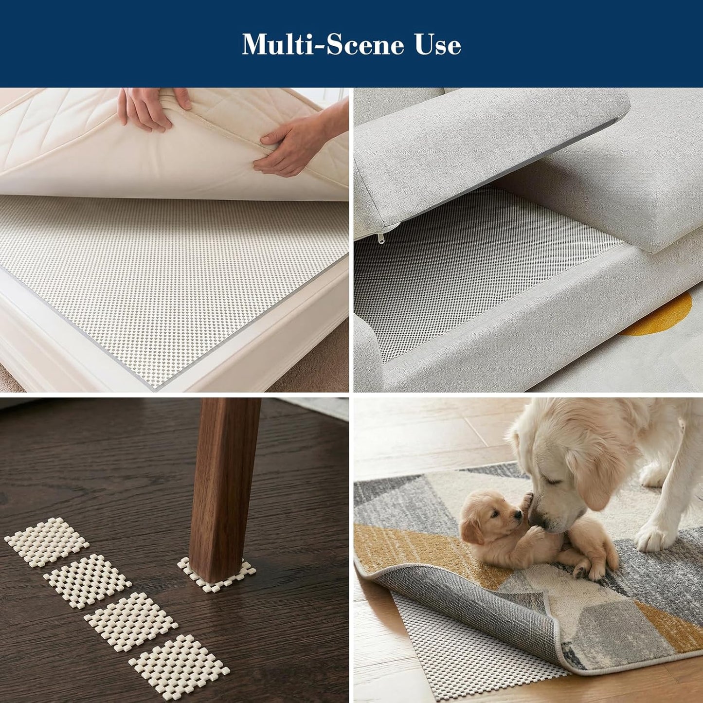 Veken Rug Gripper Pad - Non-Slip 2x4 Ft Area Rug Pad for Hardwood & Tile Floors | Anti-Skid Mat