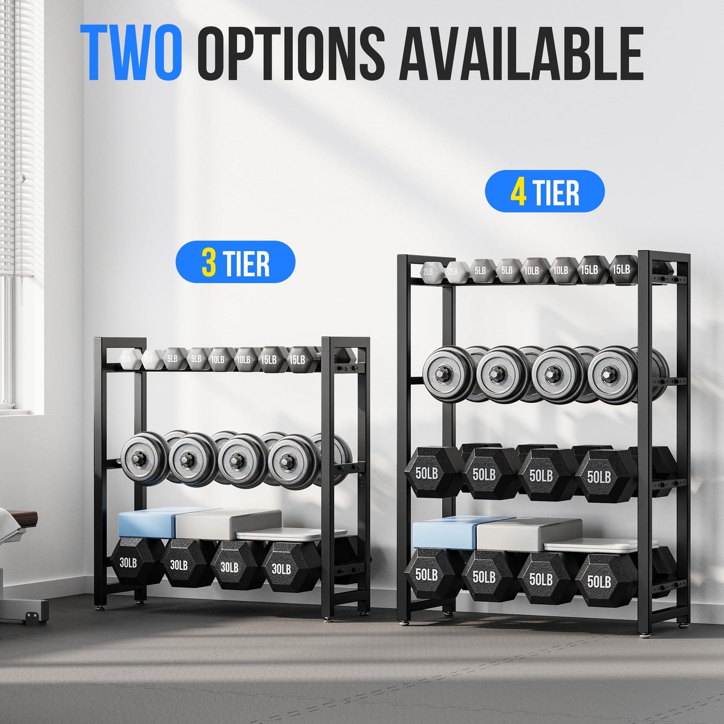 4 Tier Dumbbell Rack, Weight Rack for Home Gym, 1100 lb Capacity