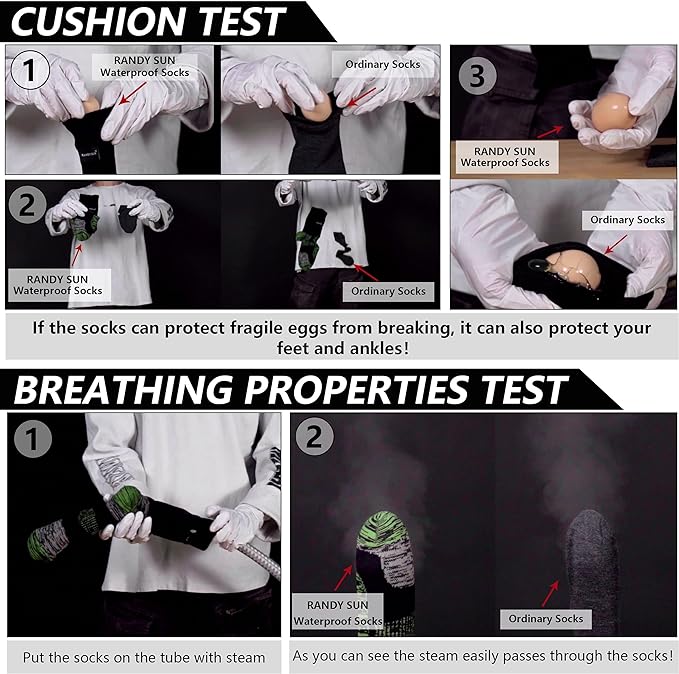 RANDY SUN Waterproof Skiing Socks, [SGS Certified] Unisex Knee High Breathable Hiking Trekking Sock 1 Pair