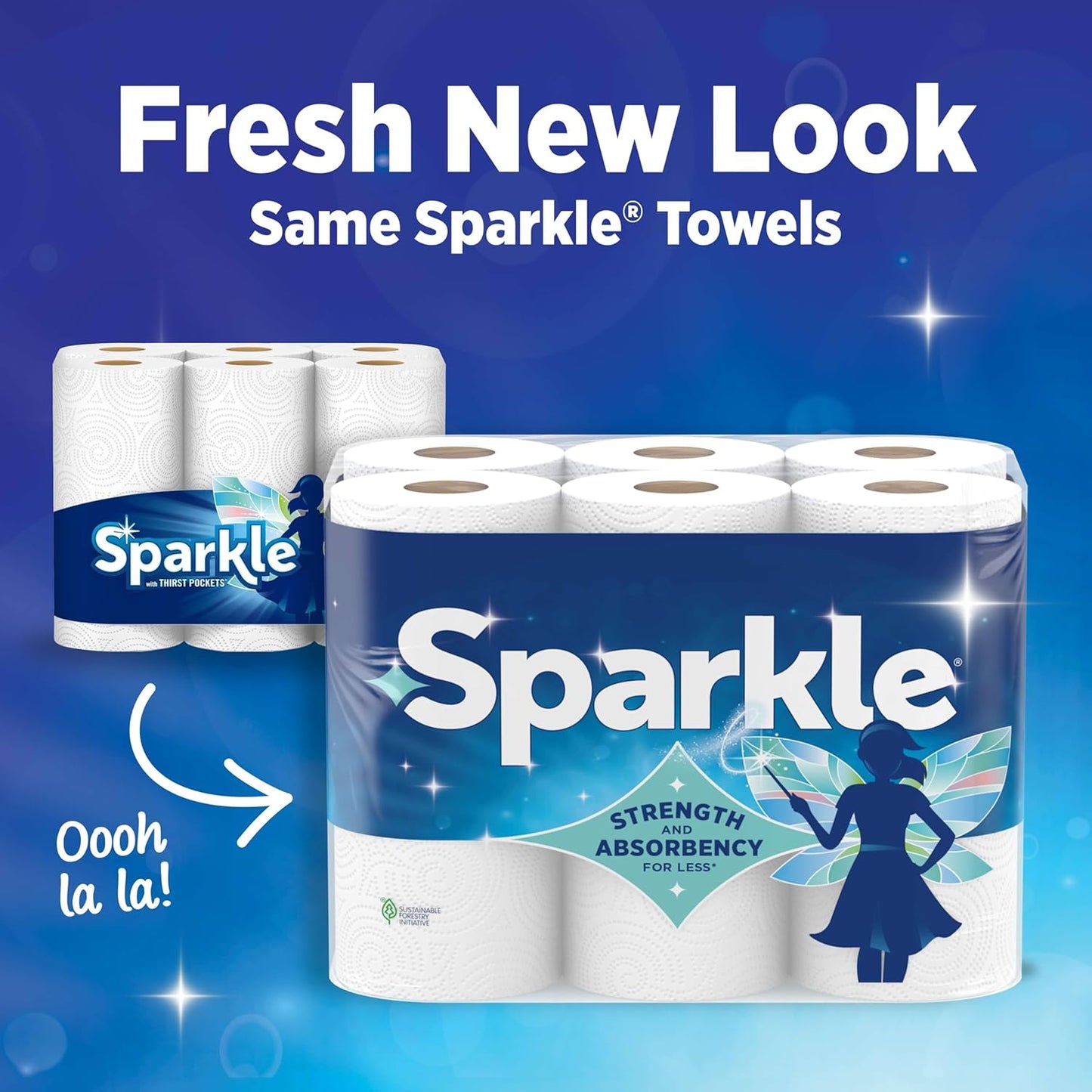 Sparkle Tear-A-Square Paper Towels - Strong 2-Ply Kitchen Towels | 3 Triple Rolls = 9 Regular Rolls