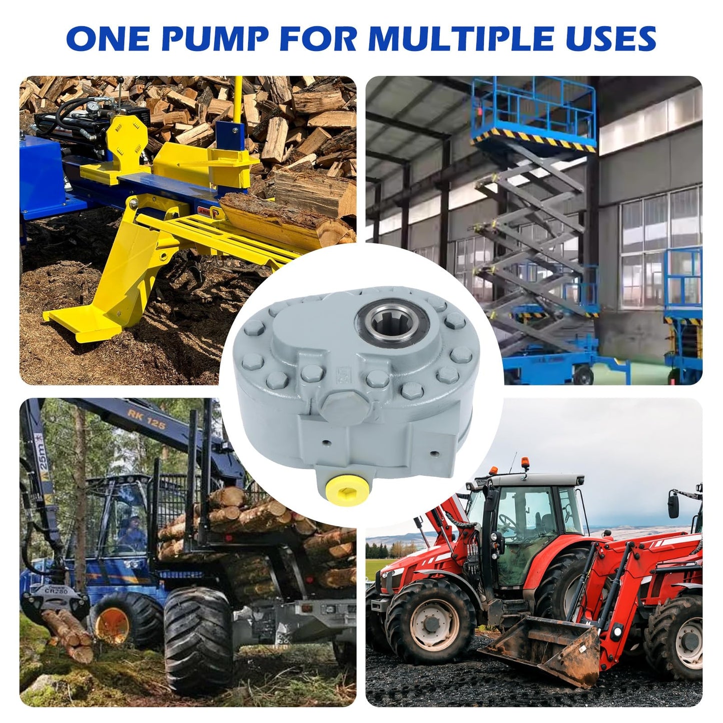 SINOCMP Hydraulic PTO Pump 22GPM Hydraulic Motor 540PRM 2250PSI Hydraulic Splitter, SAE16 Inlet and SAE12 Outlet Hydraulic Pump for Log Splitter, Scissor Lift, Dump Trailer & Truck Lift