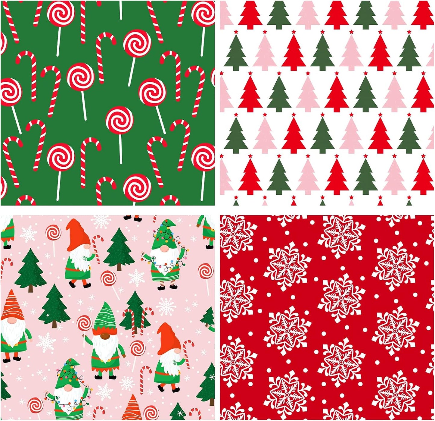 WRAPAHOLIC Christmas Wrapping Paper Roll - Jumbo 30 Inch Gnome Elf Holiday Collection | 4 Rolls, Red, Green, Pink