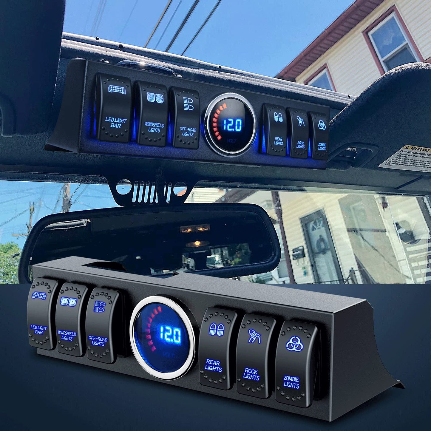 Nilight 6 Gang Rocker Switch 12V Panel Relay Box Circuit Control System with 80A Breaker Covers and Removals for Jeep Wrangler JK JKU 2007-2018