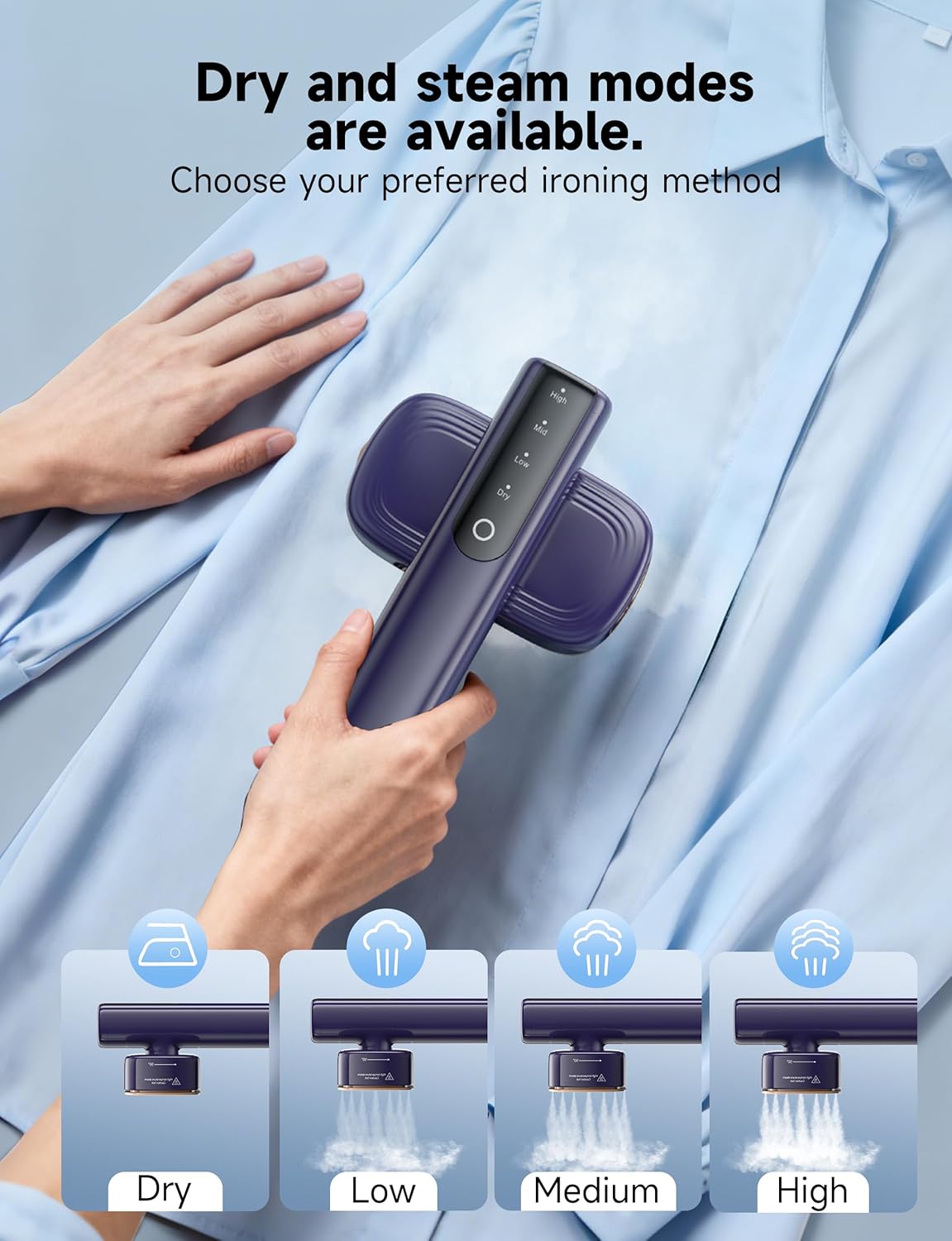 Skiennix Portable Clothes Steamer - 1200W Fast Heating, 20 Min Continuous Steam, 100ml Tank | Travel & Home Use (Blue)