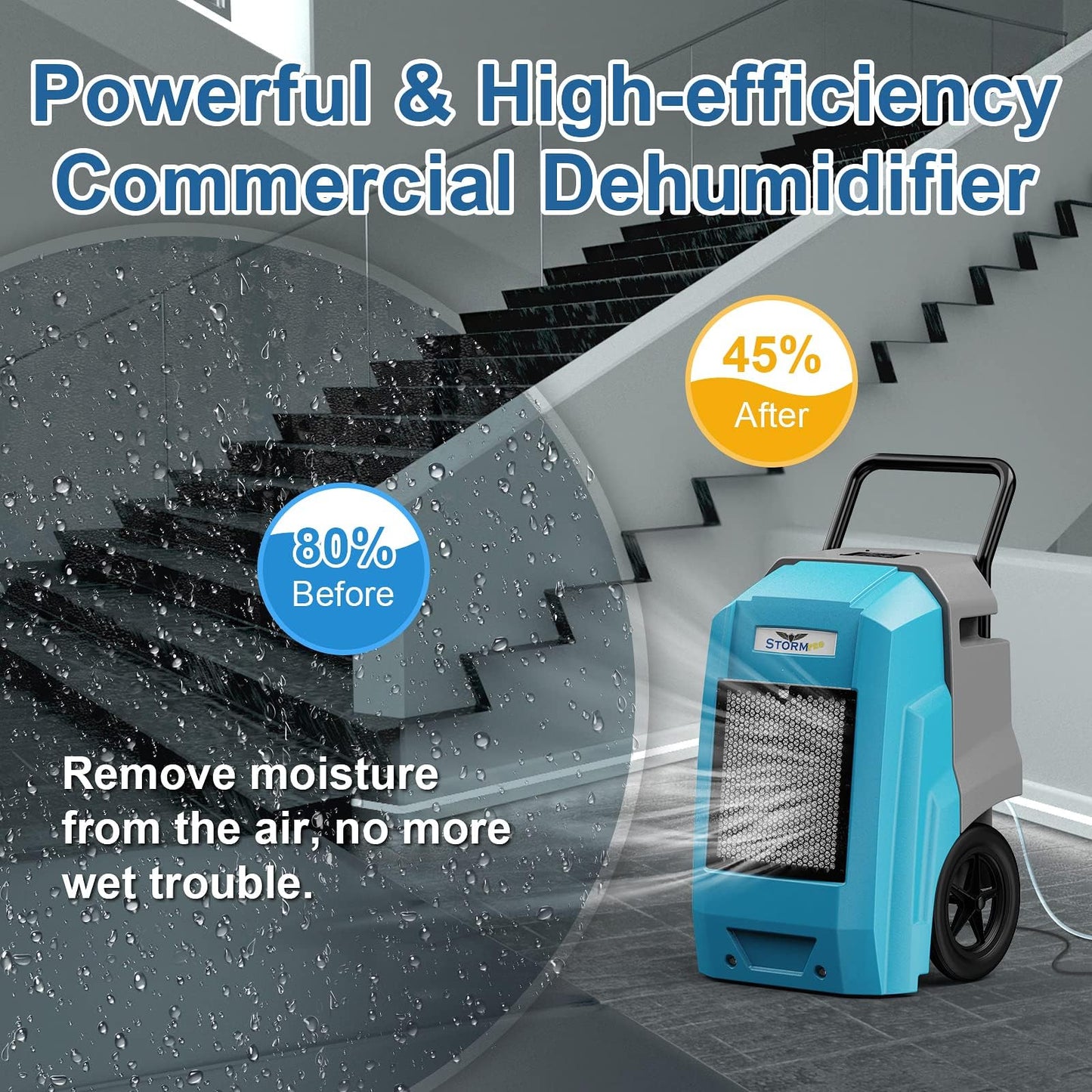 ALORAIR 180 Pints Commercial Dehumidifier with Pump Drain Hose, Smart Wi-Fi Dehumidifier for Large Basement, Industrial or Commercial Space, Smart Wi-Fi, 6 Years Limited Warranty