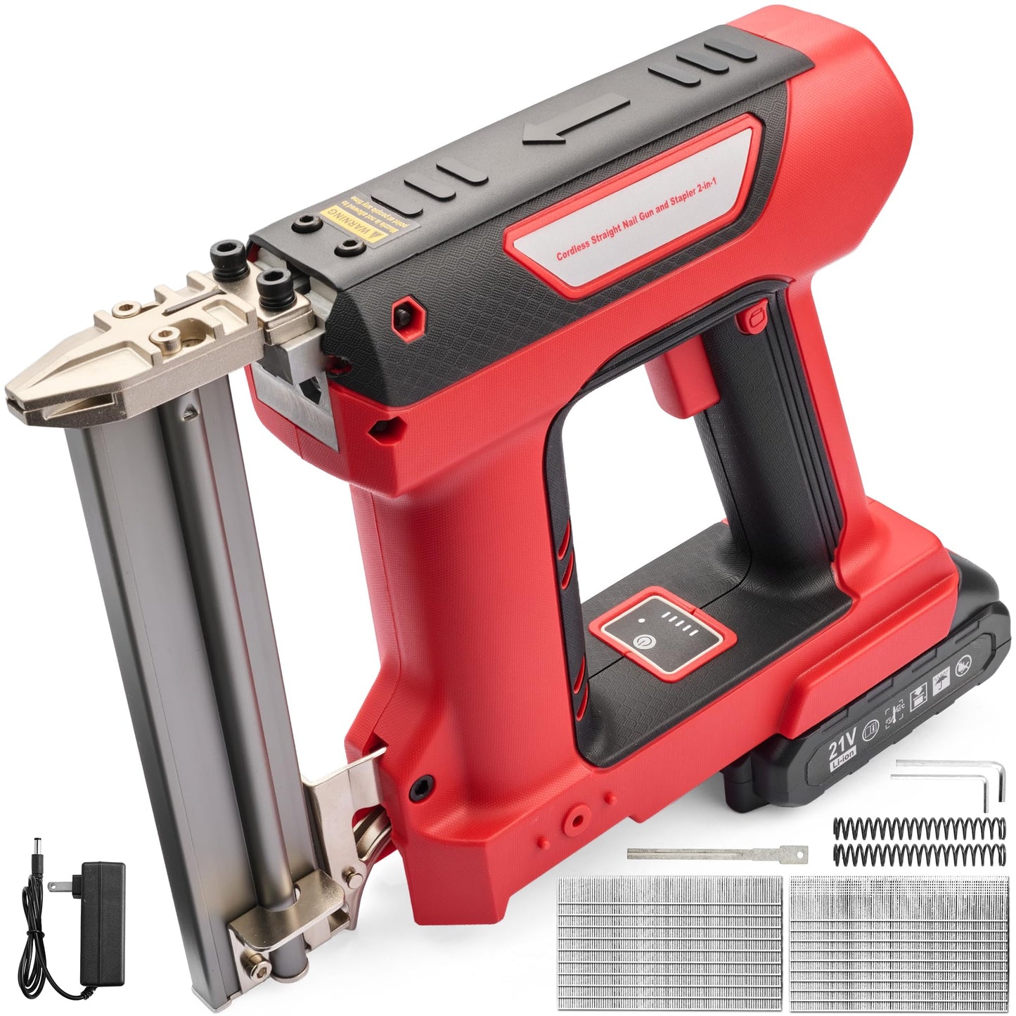 Electric Staple Gun 18 Gauge 2 in 1 Cordless Brad Nailer Stapler, Nail Gun with 2000mAh Lithium Battery, Electric Nailer for Woodworking Upholstery Furniture DIY Home Repair