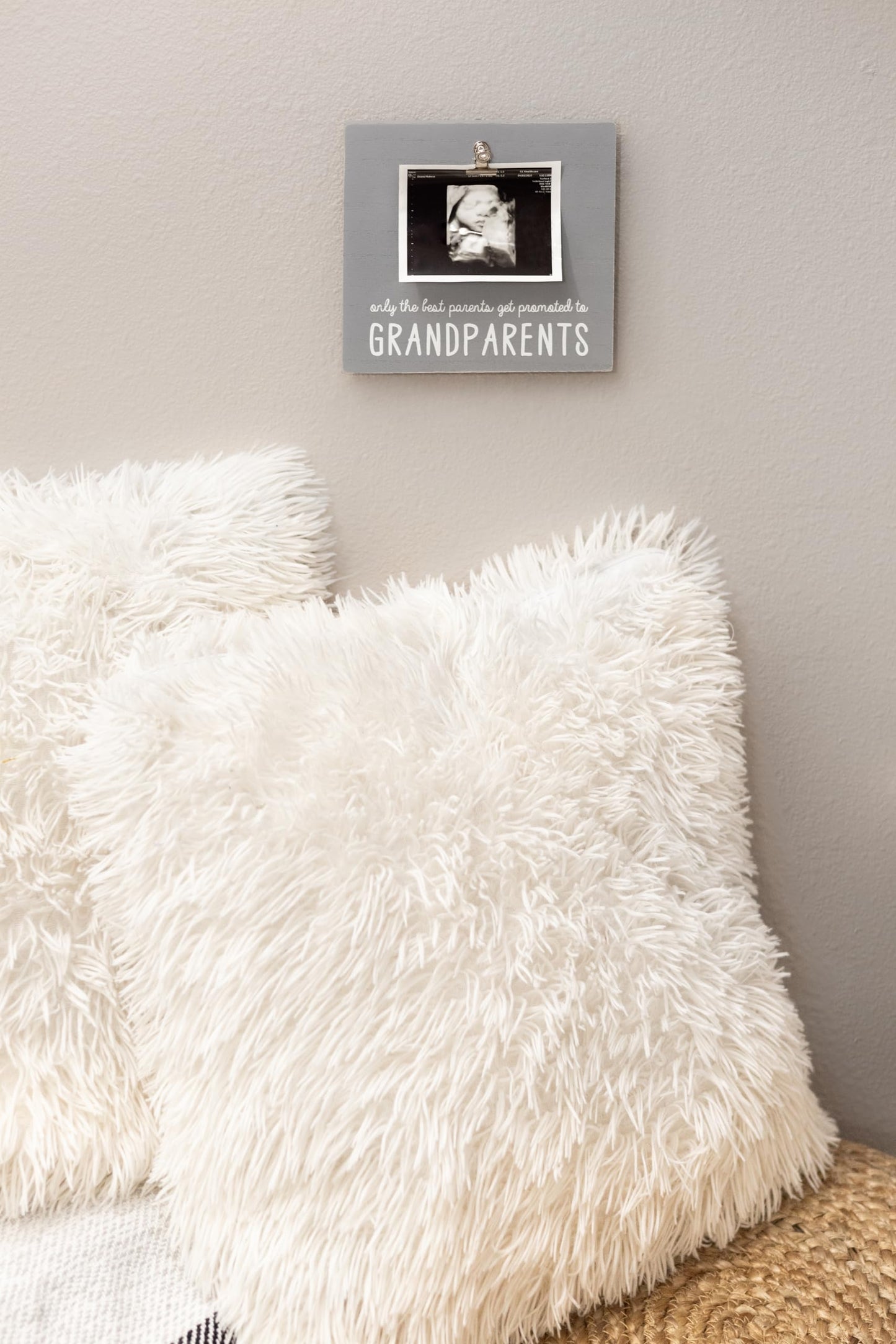 Pearhead Grandparents Pregnancy Announcement Sonogram Picture Frame, Ultrasound Photo Gift and Pregnancy Reveal Keepsake for Grandmothers and Grandfathers, Distressed Gray