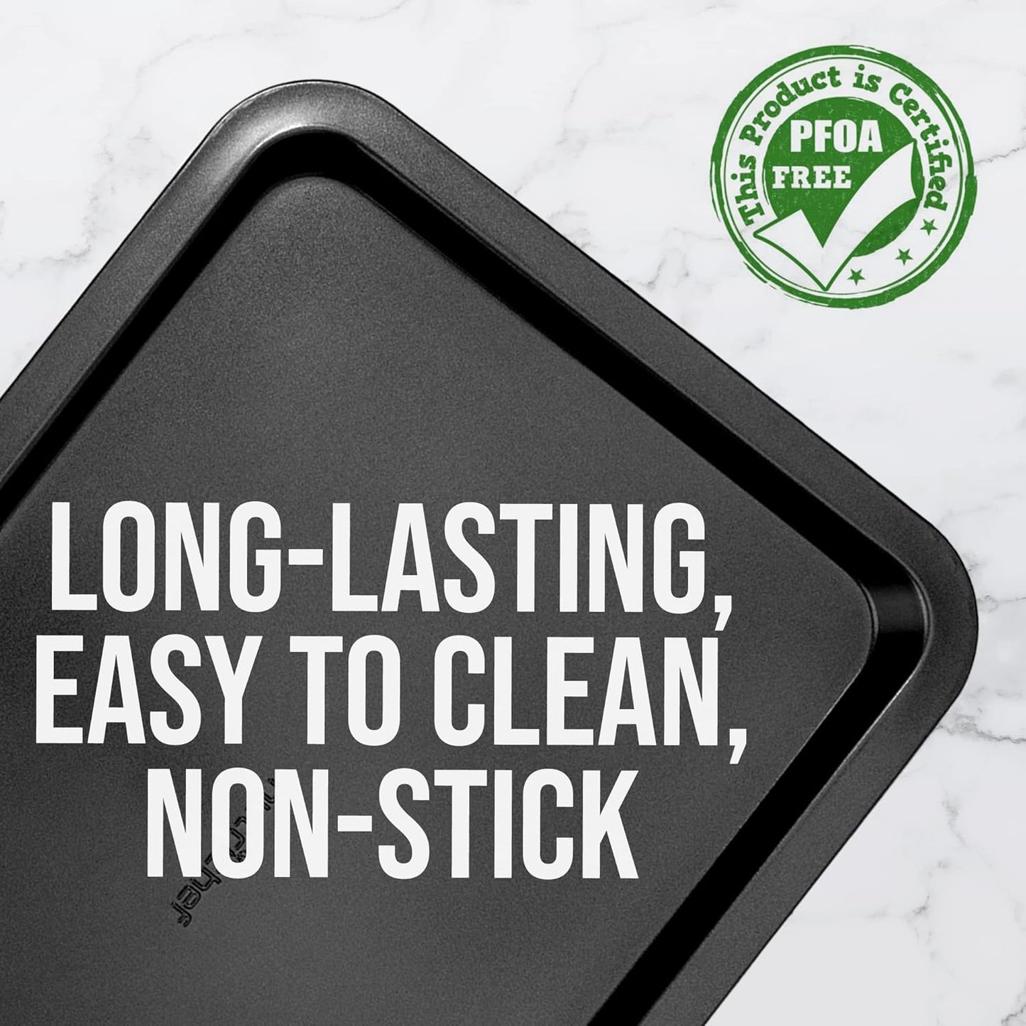 Nutrichef Large Cookie Sheet - Nonstick Gray Silicone Coating | Easy Clean & Durable 17" x 11.5" Oven Pan