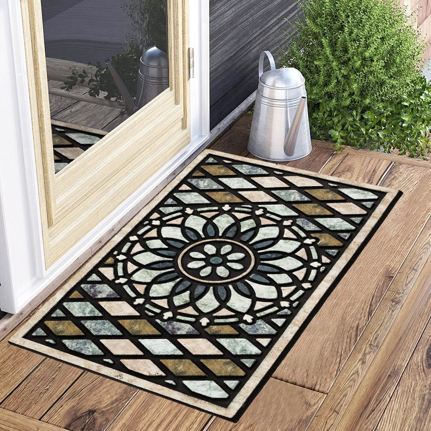CHICHIC Welcome Door Mat 24 x 36 Inch Front Doormat Outdoors for Home Entrance Outdoors Mat for Outside Entry Way Doormat Entry Rugs, Heavy Duty Non Slip Rubber Back Low Profile, Flower