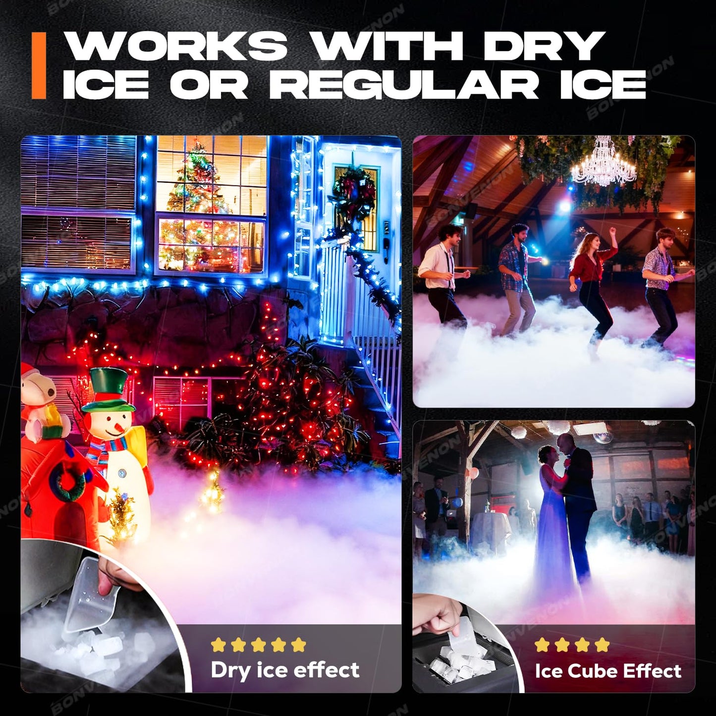 Low Lying Fog Machine with Remote Fast Heating Easy Opertative Dry Ice Compatible for Stage Halloween Wedding Escape Room Effects