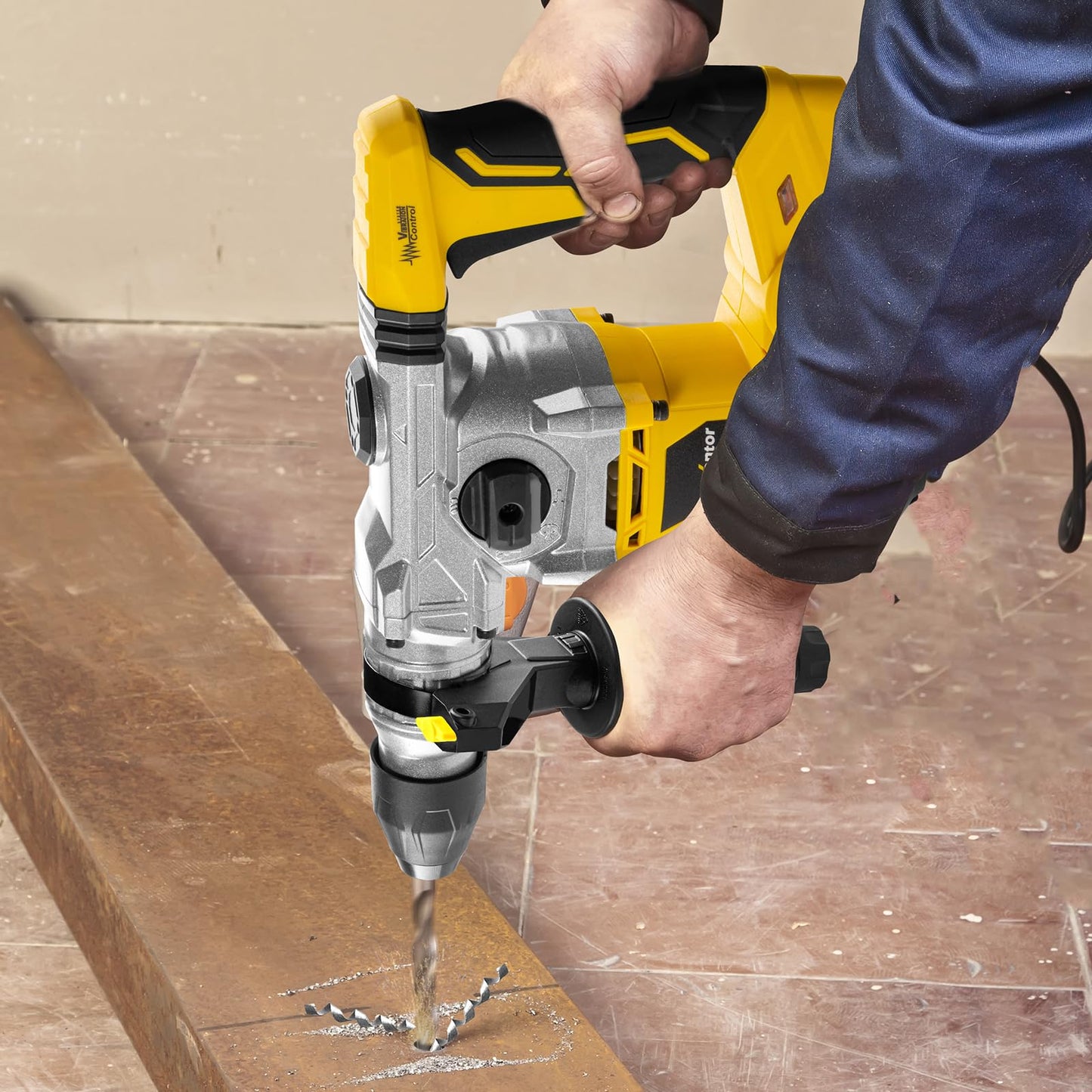 ENVENTOR 1-1/4 Inch SDS-Plus 12.5A Heavy Duty Rotary Hammer Drill for Concrete Stone & Home Tool Kit 220 Pcs