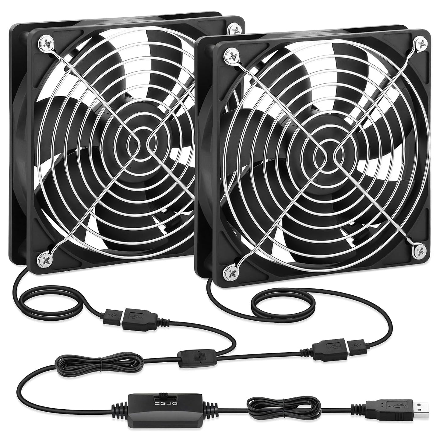 120mm 2 Packs, 5V USB Cooling Fan Brushless Quiet Fan with Speed Controller for PC Computer PlayStation Xbox Router