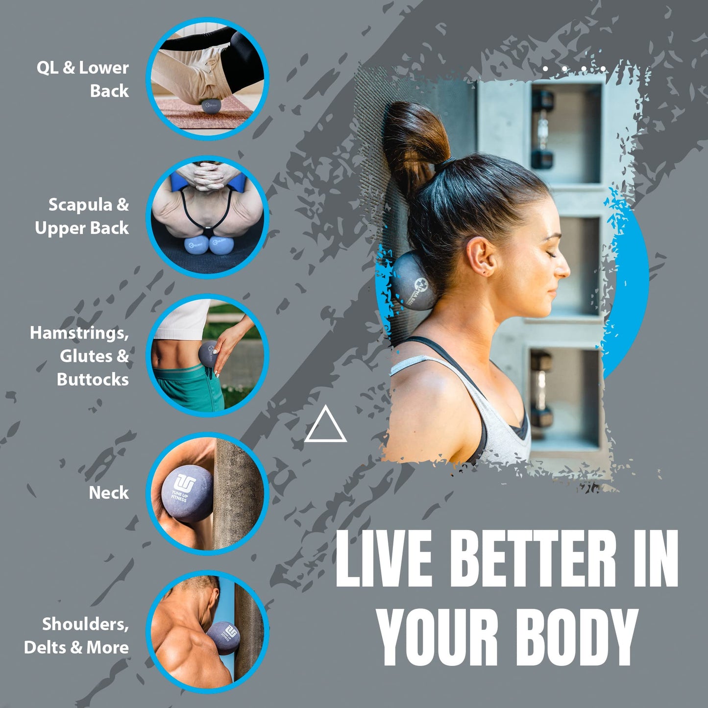 Tune Up Fitness – Alpha Ball | Large Therapy Ball | Massage Ball for Myofascial Release, Pain Relief - Back, Shoulders, Hamstrings, Hips, Glutes