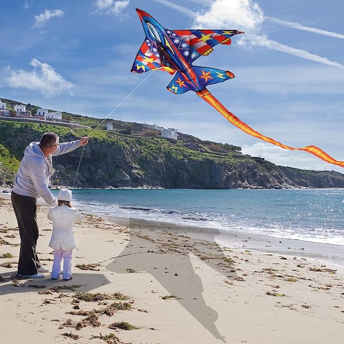 Large Plane Kite for Kids 4-8and Adults Easy to Fly and Assemble for Beginner, Children Kites for Ages 8-12 Professional for Beach and Outdoor Activity