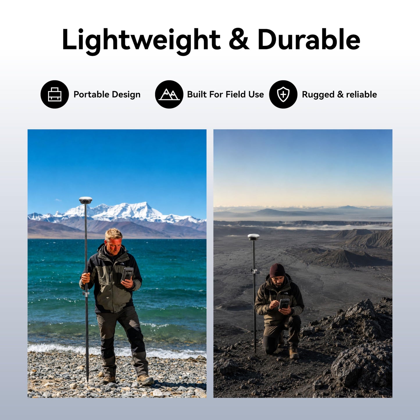 2.2M / 7.22ft Self-Locking Carbon Fiber GPS Survey Pole, Telescopic 125–220 cm GNSS Rover Rod Compatible with Trimble, 5/8″ Thread, Lightweight Oxford Cloth Carry Bag for Land Surveying & RTK GNSS