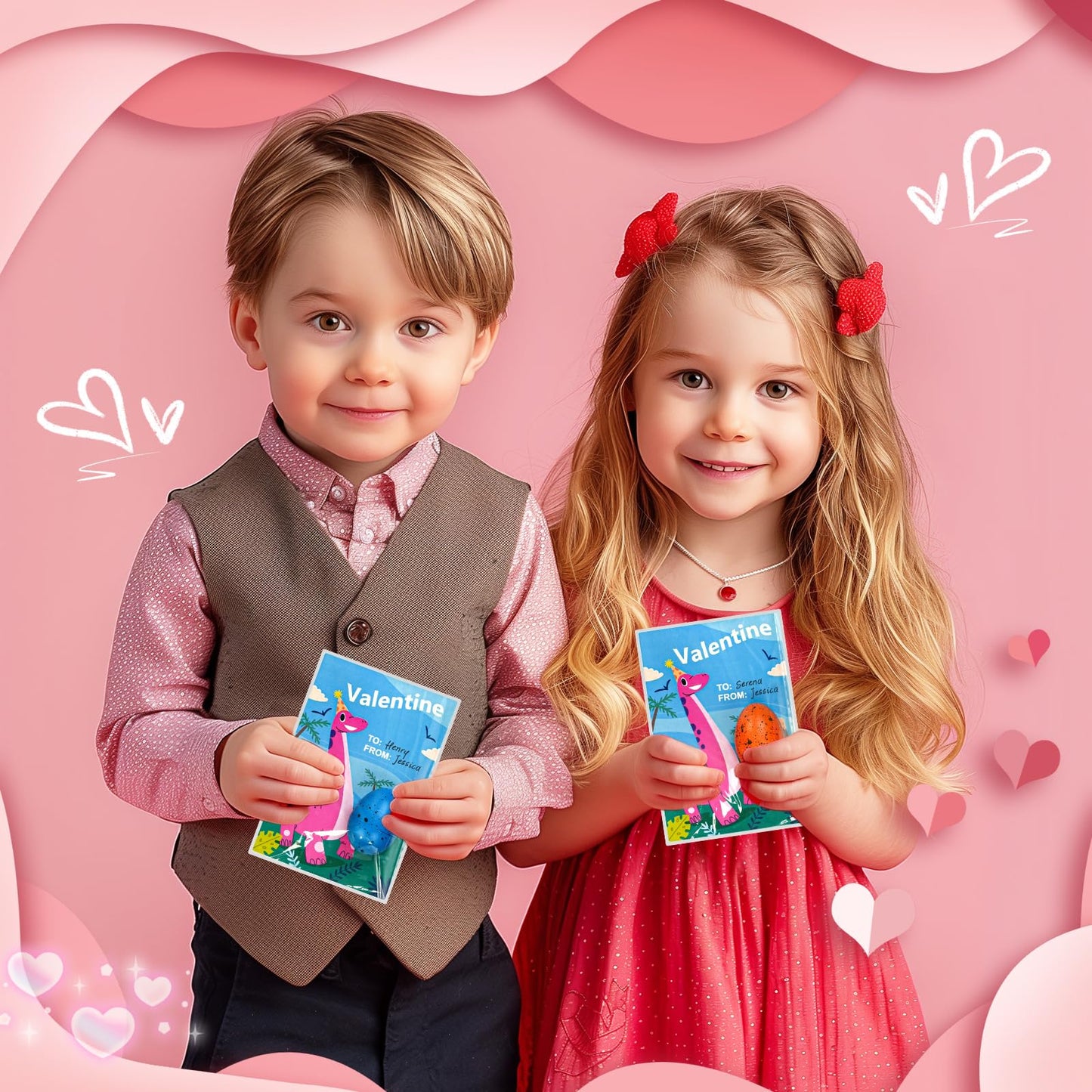 rifamee 30 Pack Valentines Day Gifts for Kids Dinosaur Eggs Classroom Exchange School Activities Party Favors for Boys and Girls with Card