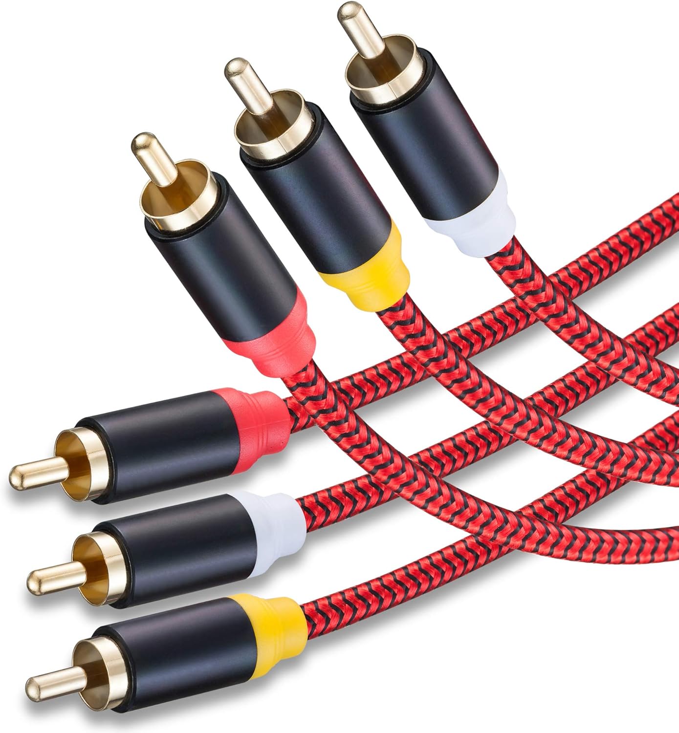 Jelly Tang 10Ft,3RCA 3RCA 24K Set-Top More(10Ft/3M) Audio Video RCA Cable Male to Male Gold Plated Composite AV Cable